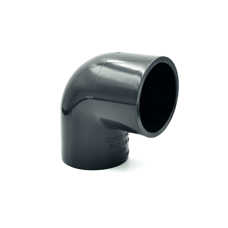 PVC ragasztható nyomócső 90°-os könyök idom